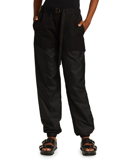 Shop Sacai Belted Trackpants In Beige Black