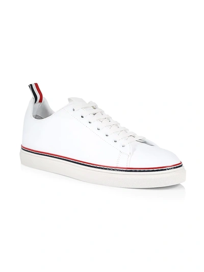 Shop Thom Browne Leather Tennis Shoes In Black