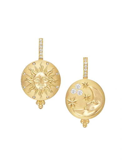 Shop Temple St Clair Women's Sole Luna 18k Yellow Gold & Diamond Drop Earrings