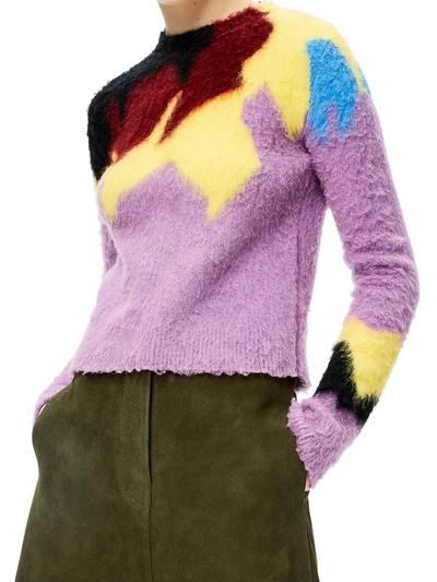 Shop Loewe Intarsia Crewneck Sweater In Lilac Multi