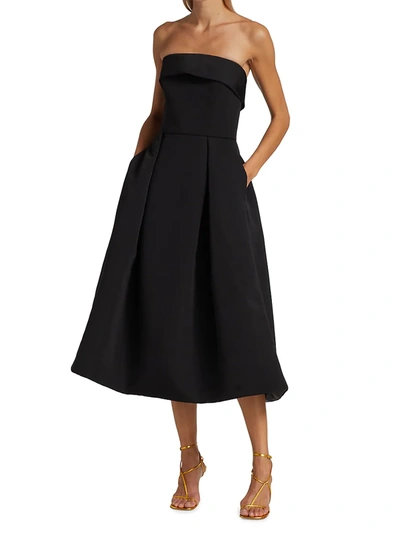 Shop Amsale Women's Faille Strapless Dress In Black