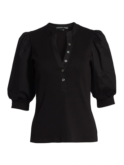 Shop Veronica Beard Women's Coralee Puff-sleeve Top In Black