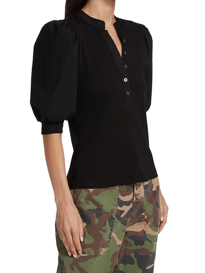 Shop Veronica Beard Women's Coralee Puff-sleeve Top In Black