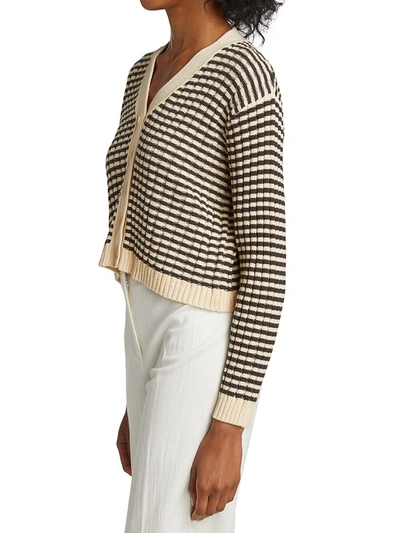 Shop The Great Mini Stripe Button Cardigan In Woodsmoke Stripe