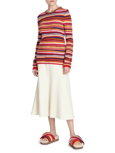 Shop Chloé Women's Virgin Wool A-line Midi Skirt In Eden White