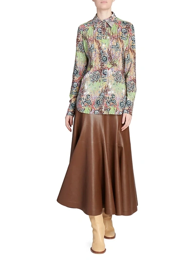 Shop Chloé Women's Leather A-line Midi Skirt In Obscure Brown