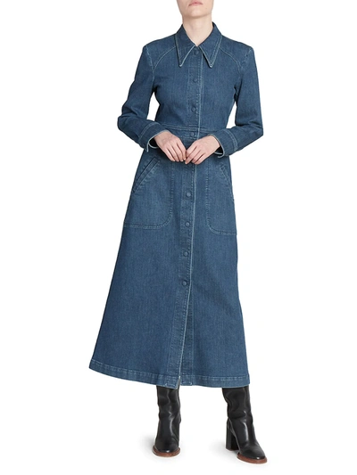 Shop Chloé Women's Denim Midi Dress In Dusky Blue