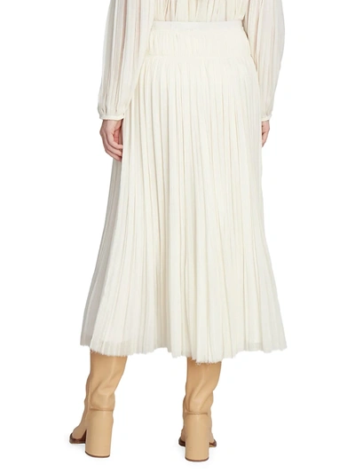 Shop Chloé Women's Virgin Wool Pleated Midi Skirt In Eden White