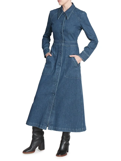 Shop Chloé Women's Denim Midi Dress In Dusky Blue