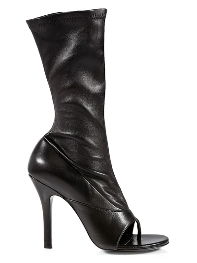 Shop Givenchy Thong Leather Booties In Black