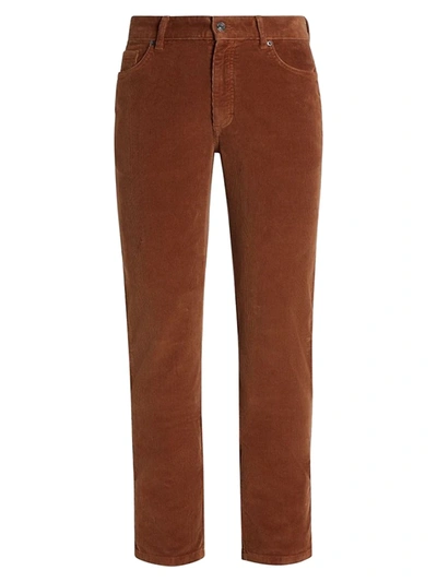 Shop Ermenegildo Zegna Corduroy 5-pocket Pants In Bronze