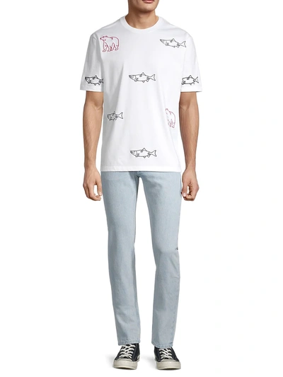 Shop Thom Browne Fish & Bear Print T-shirt In White