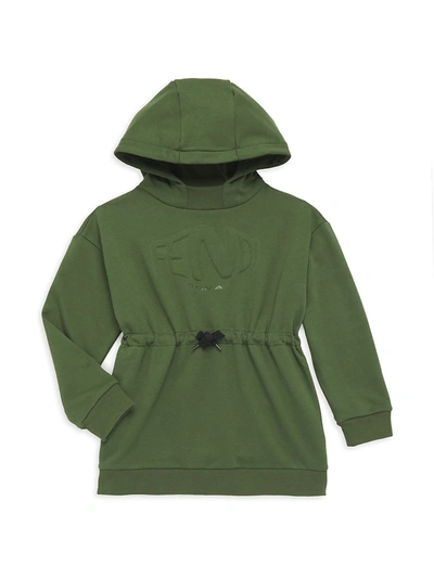 Shop Fendi Little Girl's & Girl's Logo-embossed Sweatshirt Dress In Green
