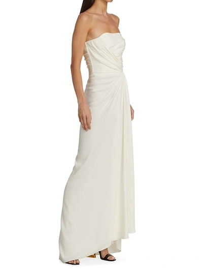 Shop Dolce & Gabbana Women's Collection Silk Cady Strapless Gown In Bianco Naturale