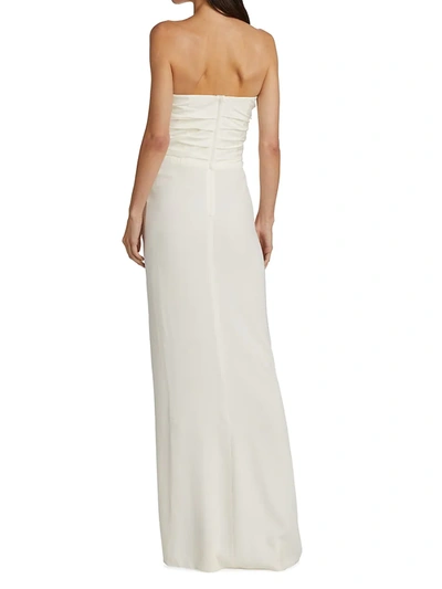 Shop Dolce & Gabbana Women's Collection Silk Cady Strapless Gown In Bianco Naturale