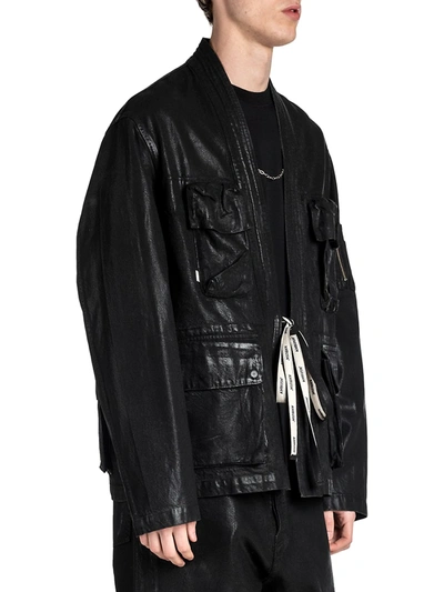 Shop Ambush Coated Denim Kimono Jacket In Black Denim