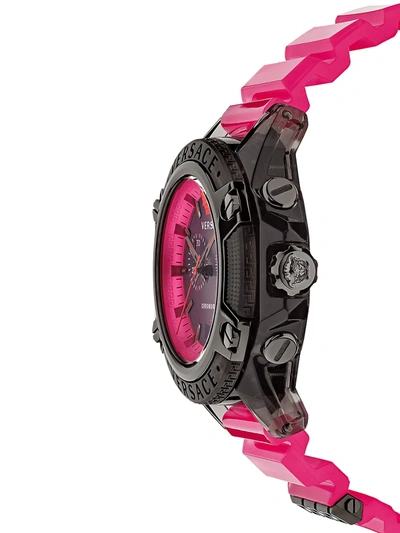Shop Versace Men's Icon Active Silicone Strap Chronograph Watch In Black