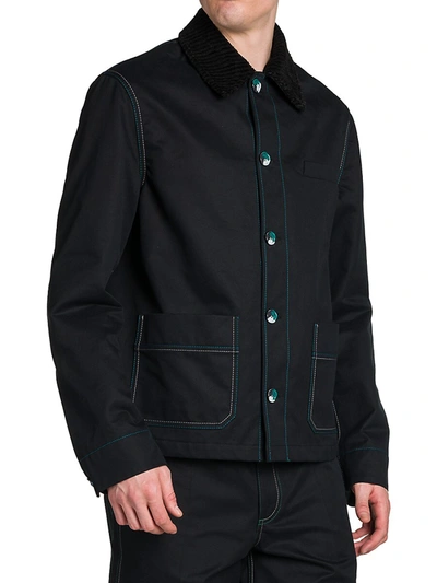 Shop Marni Cotton Twill Jacket In Blue Black