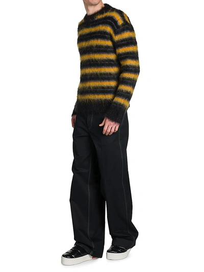 Shop Marni Men's Striped Crewneck Sweater In Black