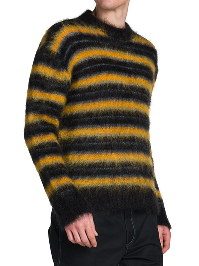 Shop Marni Men's Striped Crewneck Sweater In Black