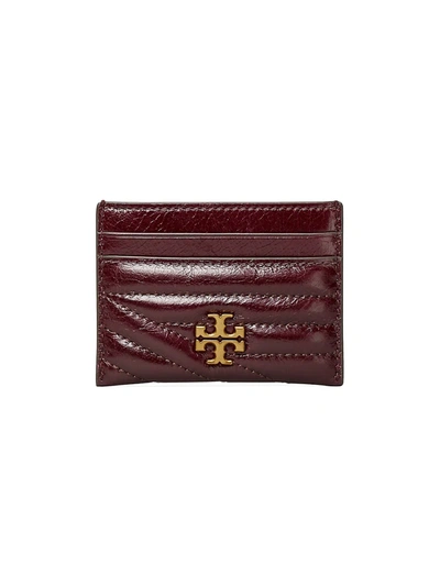 Shop Tory Burch Kira Chevron Leather Card Case In Fig