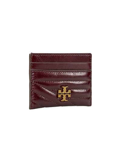 Shop Tory Burch Kira Chevron Leather Card Case In Fig