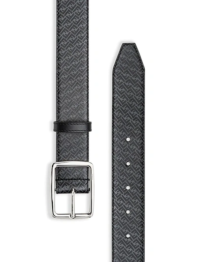 Shop Fendi Men's Monogram Leather Belt In Black