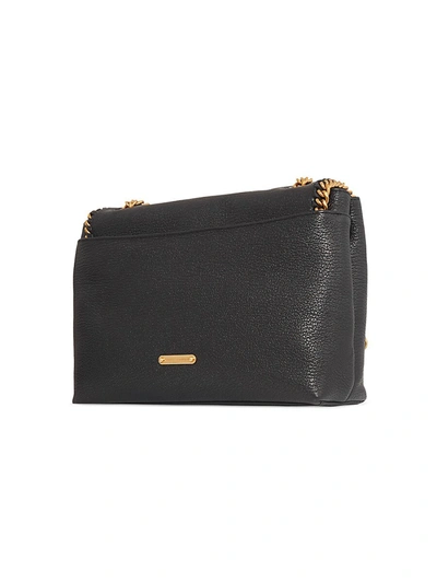 Shop Rebecca Minkoff Edie Flap Chain-link Leather Shoulder Bag In Black