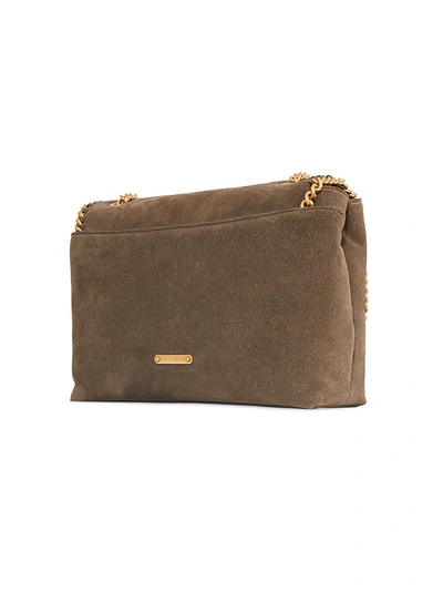 Shop Rebecca Minkoff Edie Flap Chain-link Suede Shoulder Bag In Brown
