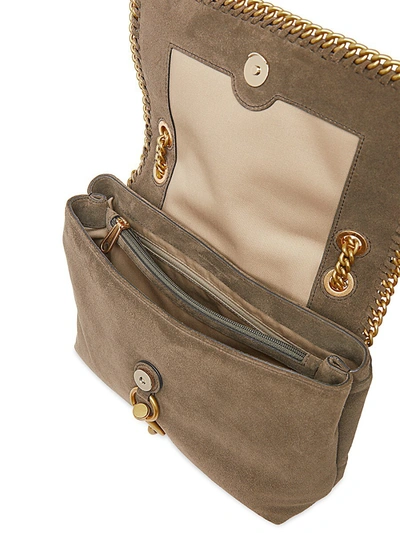Shop Rebecca Minkoff Edie Flap Chain-link Suede Shoulder Bag In Brown