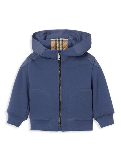 Shop Burberry Baby's & Little Boy's Timothy Monogram-quilted Hoodie In Pebble Blue