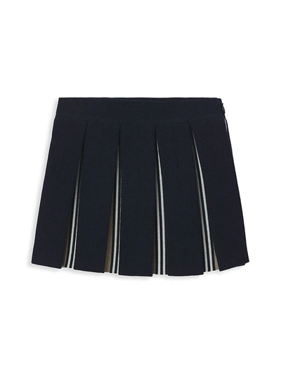 Shop Burberry Baby's & Little Girl's Amelia Contrast Pleated Skirt In Dark Navy