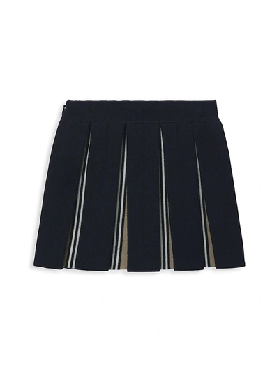 Shop Burberry Baby's & Little Girl's Amelia Contrast Pleated Skirt In Dark Navy