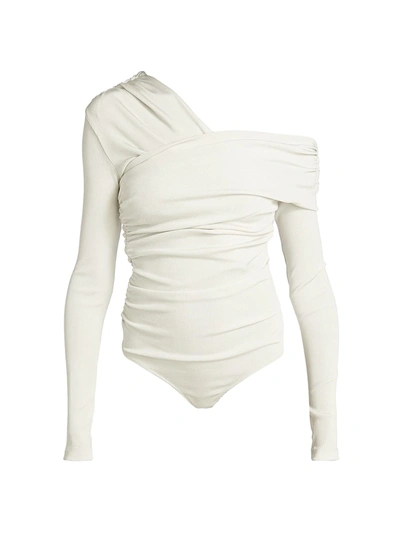 Shop Goldsign Women's Fonteyn Asymmetric Bodysuit In White Silver