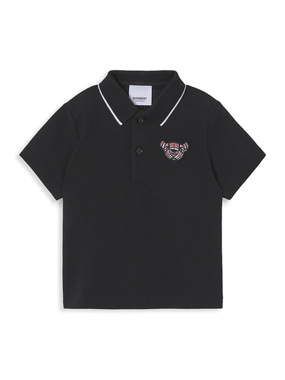 Shop Burberry Baby's & Little Boy's Thomas Bear Cotton Piqué Polo Shirt In Black