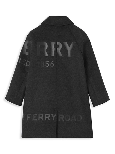 Shop Burberry Little Boy's & Boy's Nelson Horseferry Wool-cashmere Coat In Dark Grey