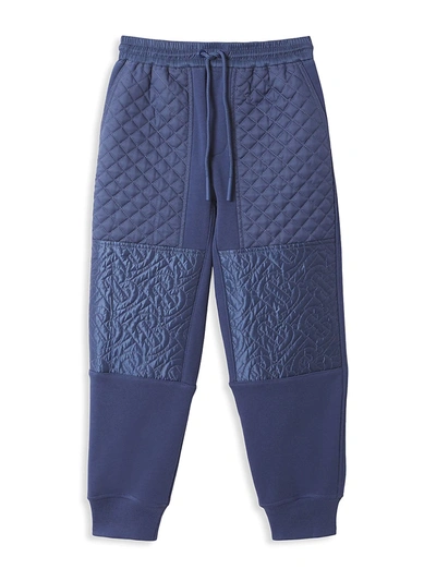 Shop Burberry Little Boy's & Boy's Monogram-quilted Jogger Pants In Pebble Blue