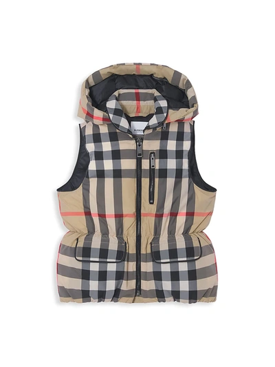 Shop Burberry Little Girl's & Girl's Mollie Archival Vintage Check Puffer Vest In Archive Beige