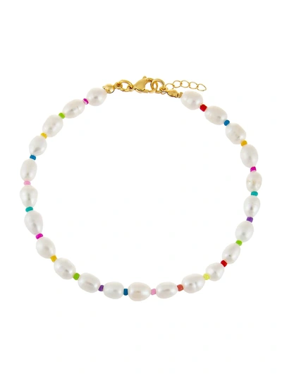 Shop Adinas Jewels 14k Gold-plated, 7-9mm Freshwater Pearl & Bead Anklet