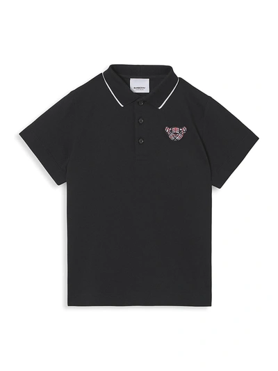 Shop Burberry Little Boy's & Boy's Thomas Bear Cotton Piqué Polo Shirt In Black