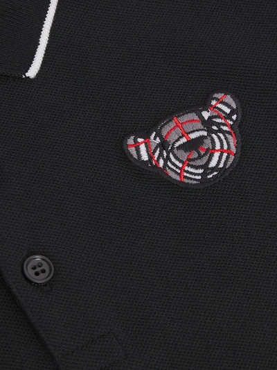 Shop Burberry Little Boy's & Boy's Thomas Bear Cotton Piqué Polo Shirt In Black