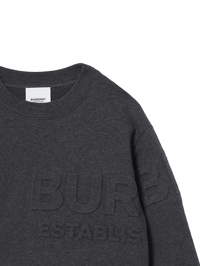 Shop Burberry Little Boy's & Boy's Alven Horseferry-embossed Cotton Sweatshirt In Charcoal