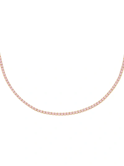 Shop Adinas Jewels 14k Gold-plated & Cubic Zirconia Tennis Choker In Pink