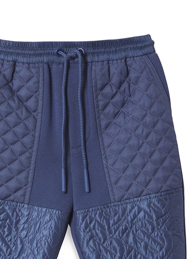 Shop Burberry Baby's & Little Boy's Monogram-quilted Jogger Pants In Pebble Blue