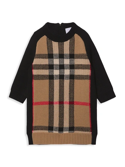 Shop Burberry Baby's & Little Girl's Dianne Archival Vintage Check Wool-cashmere Sweater Dress In Archive Beige