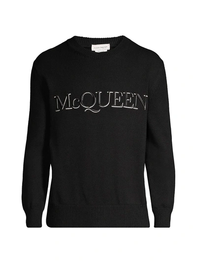 Shop Alexander Mcqueen Men's Knit Logo Sweater In Black
