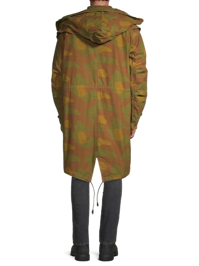 Shop Dsquared2 Camo Print Hooded Parka In Army Green