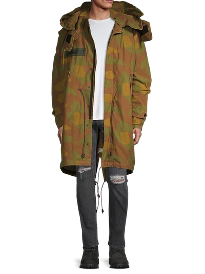 Shop Dsquared2 Camo Print Hooded Parka In Army Green