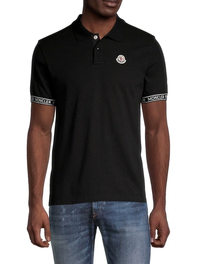 Shop Moncler Logo-detailed Cotton Polo In Black