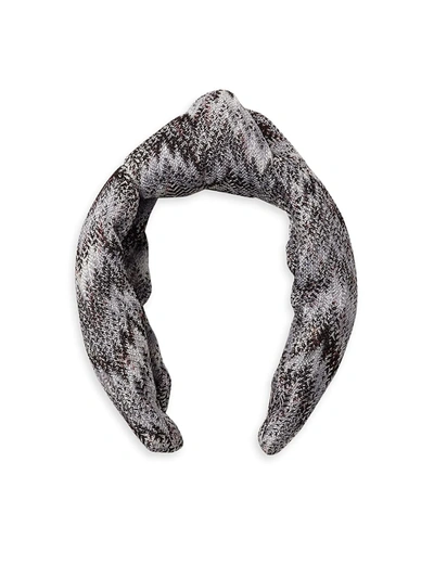 Shop Missoni Chevron Knotted Headband In Grey
